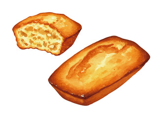 Vector watercolor Baked goods, Financier / 水彩テイストのフィナンシェイラスト