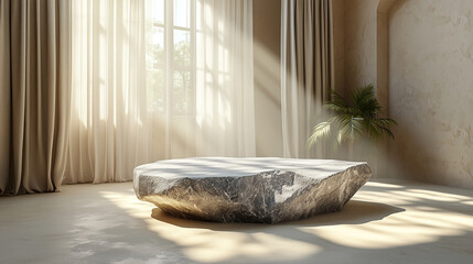 make mosaic podium background 3d aesthetic with a stone	