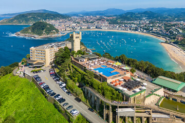 Naklejka premium Aerial view of the San Sebastian cityscape, Basque country, Spain.
