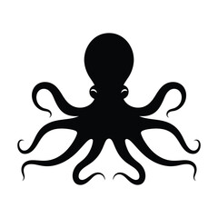 Fototapeta premium Octopus Silhouette: Black Marine Animal Minimalist Vector Illustration.