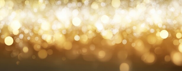 The shimmering golden background with bokeh effects for festive occasions.