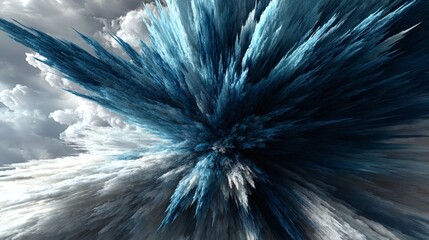 Abstract Blue Explosion of Cloud and Sky in Dynamic Artistic Style