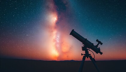 Telescope against a backdrop of a star-studded night sky, showcasing the vastness of space.