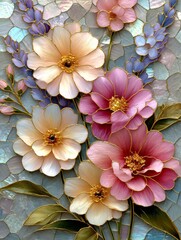 flowers in stained-glass window stylele