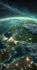 Fototapeta premium European continent from space, illuminated city lights