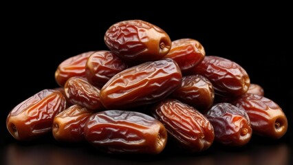 Obraz premium A pile of dried dates on a black background