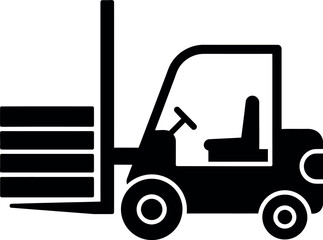 Forklift truck lifting cargo silhouette