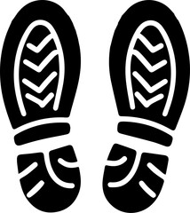 Footprint Icon – Black Shoe Prints Silhouette on White Background