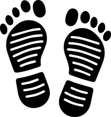 Footprint Icon – Black Shoe Prints Silhouette on White Background