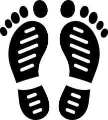 Footprint Icon – Black Shoe Prints Silhouette on White Background