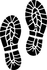 Footprint Icon – Black Shoe Prints Silhouette on White Background