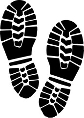 Footprint Icon – Black Shoe Prints Silhouette on White Background