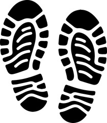 Footprint Icon – Black Shoe Prints Silhouette on White Background
