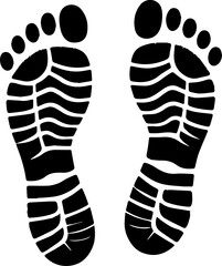 Footprint Icon – Black Shoe Prints Silhouette on White Background