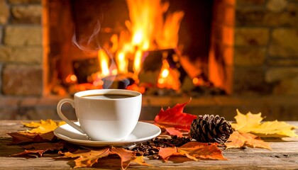 Cozy coffee by fireplace (1)