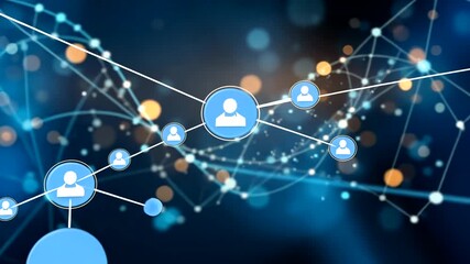 Dynamic network animation depicting social connections in a digital environment - Powered by Adobe