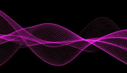 Abstract pink wavy lines on black background.  Networked, flowing forms