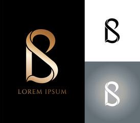 Gold SB Letter Logo Design, vector