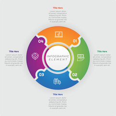 4 Options or Steps Gradient Infographic Element. Modern and clean design for presentations, reports, and web