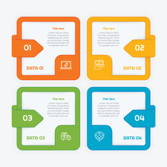4 Options or Steps Flat Infographic Element. Modern and clean design for presentations, reports, and web