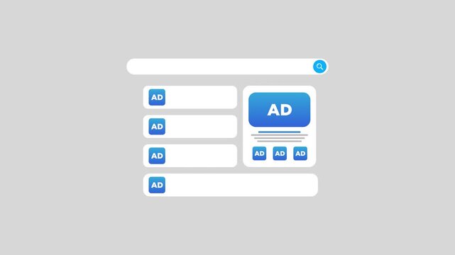 Motion Animation 4k of Contextual Advertising Digital Marketing concept. Display Ads Targeting business flat vector illustration. Search Engine Marketing.