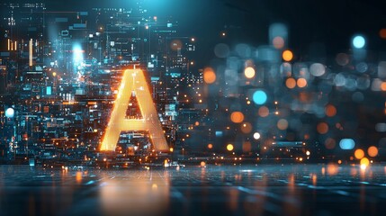 Dynamic digital art display virtual space graphic visualization futuristic environment close-up view modern technology concept