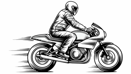 Racing Motorcycle Rider Drawing Clipart for Speed Biker Art Prints