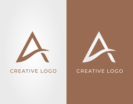 letter A logo with elegant wave