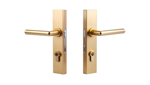 Modern door handles, enhance your interior with stylish and functional hardware sleek isolated on solid white background in Png