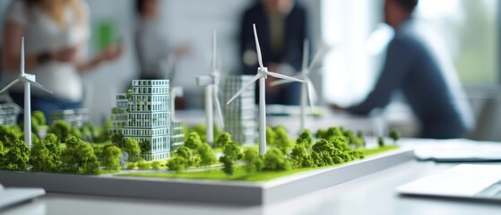 The intricate model showcasing sustainable urban development and renewable energy.