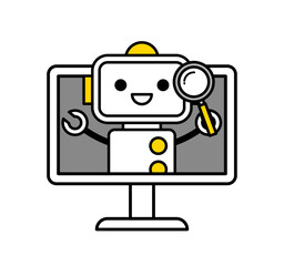 Fototapeta premium AI、ロボットのアイコンイラスト / パソコン / ベクター