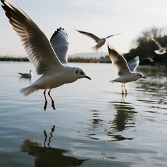 Fototapeta premium seagull flying over the sea