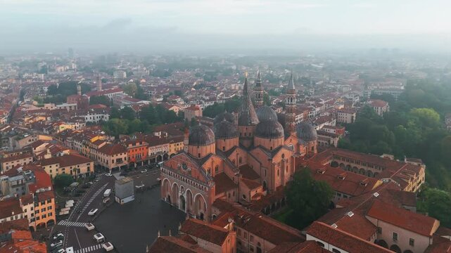 Aerial view of the Basilica of Saint Justina in Padua, Italy.