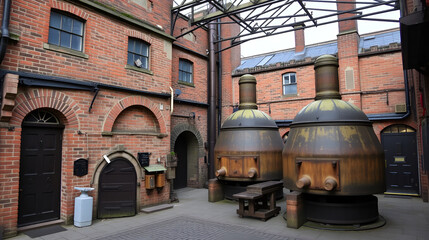 Stoke-on-trent, Staffordshire, England, March 3 2023. Old Gladstone Potteries with bottle ovens in the centre of Stoke on Trent, Staffordshire,UK. Industrial architecture in England