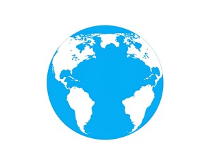 Naklejka premium Simple blue globe, continents outlined in white