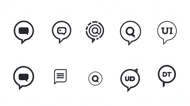 Set of Black quote mark, Black quotes icon, sign, symbol, emblem. Ditto marks icon set. Quotation marks. Dialogue discussion symbol for UI UX, website, mobile app. EPS 10.
