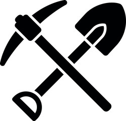 Crossed pickaxe and shovel icon mining construction symbol © Safwan Creatives