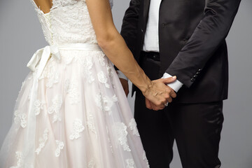 People no face. Photo about loving couple on a wedding day. Closeup body without face. Wedding...