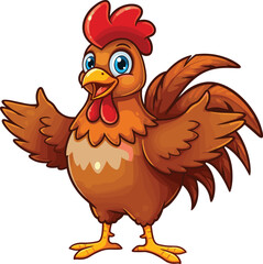 Happy Cartoon Rooster Mascot Character – Fun Farm Animal Illustration for Children’s Content, Education, Agriculture, and Lifestyle Themes