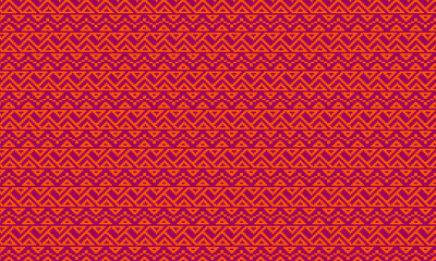 Traditional African Seamless Pattern with Pixelated Tribal Stripes and Geometric Shapes