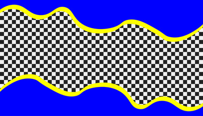 abstract background with blue wave. Black and white checker pattern vector illustration. Black and white Vector illustration