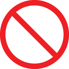 Bold red prohibition sign or no entry symbol on transparent background – vector illustration for restriction and warning concepts