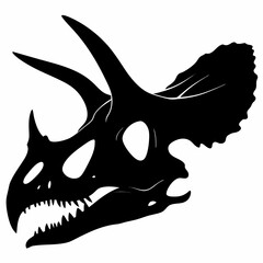 black triceratops dinosaur skull silhouette