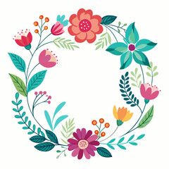 frame with flowers and butterflies