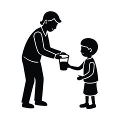 A people giving water in a chaild