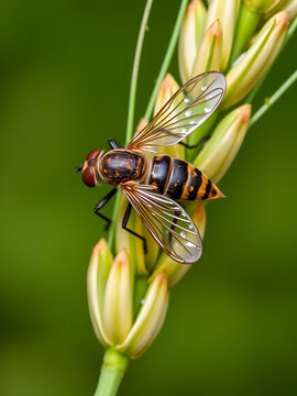 Bibio hortulanus is a fly from the family Bibionidae called March flies and lovebugs. Larvae of this insects live in soil and damaged plant roots. Insect on barley.
