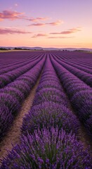 Obraz premium Lavender Field at Sunset with Dramatic Sky