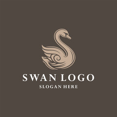 Obraz premium Swan logo vector icon illustration