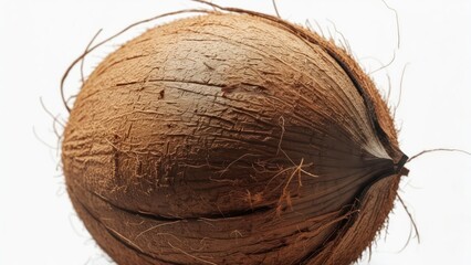 Close-up of a brown coconut on white background