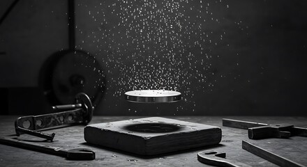 Levitating Metal Disk with Suspended Droplets in Workshop – Magnetic Experiment and Scientific Visualization